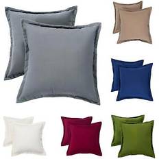Complete Decoration Pillows Homescapes Set of 2 Plain Super Soft Luxury Filled Oudoor Cushions Complete Decoration Pillows Green, Grey, Beige (45x45cm)