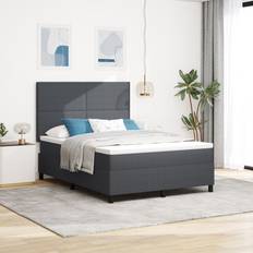 vidaXL Box Spring Seng med Madras 140x200 cm Mørk Grå Kontinentalseng