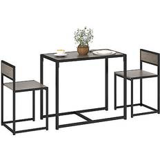 Homcom Brown Dining Sets Homcom 3 Piece Table with Metal Frame Grey Wood-Effect Dining Set