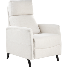 Beliani Retro Reclining Chair Adjustable Back Footrest Fabric Upholstery White Selvik Armchair