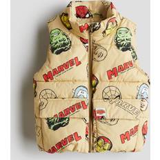 Pojkar Västar Barnkläder H&M Mönstrad Pufferväst - Beige/Marvel