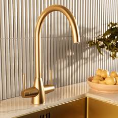 Brass Twin Lever Monobloc Kitchen Sink Mixer Tap