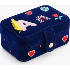 Blue Jewellery Boxes STYCH Kids' Initial Fringe Embroidered Jewellery Box - Blue