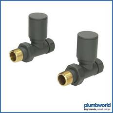 Duratherm Modern Straight Heated Towel Rail Radiator Valves 15mm Anthracite