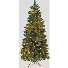 With Lighting Christmas Trees Shatchi Slim Pre-Lit Pencil Pine Green 6ft Christmas Tree