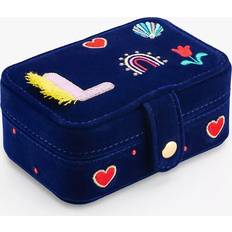Blue Jewellery Boxes STYCH Kids' Initial Fringe Embroidered Jewellery Box - Blue