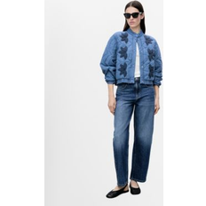 Florals Outerwear Mango Quilted Embroidered Denim Jacket - Blue