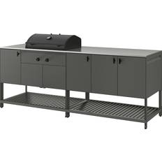 Utekök IKEA Båtskär Utekök Med Kolgrill 240 x 60 cm Mörkgrå
