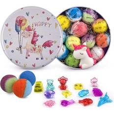 Bath Bombs Leoce Bath Bombs for Kids 12 Pcs with Surprise Crystal Toys