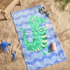 Argos Dino Wave Beach - Bath Towel Blue