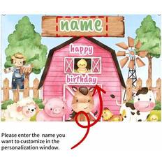 Decals & Wall Decorations Shein Customizable Personalized Farm Birthday Backdrop Banner With Pink