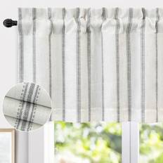 Linen Valances DriftAway Farmhouse Linen Lined Valance Double Layer Thermal Insulated Room Darkening Blackout 3 Inch Rod Pocket