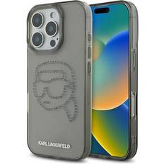 Karl Lagerfeld IML Rhinestones Head Case for iPhone 16 Pro 6.3" Black