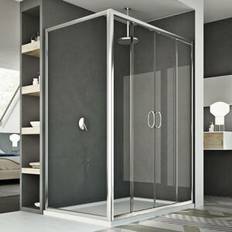 Shower Cabin Idralite Mampara De Ducha Corredera Rectangular Vidrio Transparente 80x180 cm
