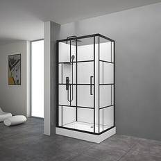 Cabinas de Ducha Aurlane Cabina De Ducha Completa 110x80 cm Negro Mate