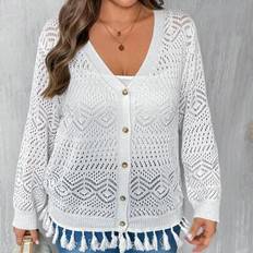 4XL Cardigans Shein Plus Size Lightweight Cardigan - Minimalist Casual Solid Color