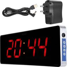 Tomtop Jms Digital LED Clock Aluminum Alloy Wall Clocks Svart Veggklokke