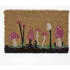 Red Entrance Mats Homescapes Coir Doormat with Mushroom Pattern 40 x 60 cm Red