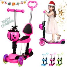 Trendi Switch 5 in 1 Scooter Foldable Adjustable Height 3 Wheel Boys Girls Pink