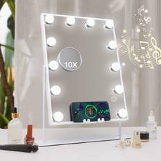 Hansong Bluetooth Vanity Makeup Mirror with Wireless Charging - 12 Bulbs