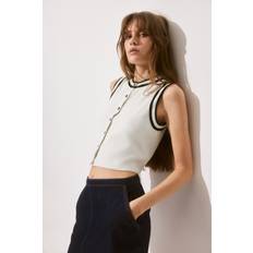 H&M White Vests H&M Button Front Sweater Vest - White