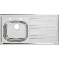 Kitchen Sinks Utility Polished Stainless Steel Bowl Sink & Drainer 940mm x 490mm