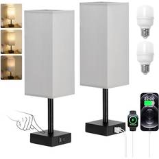 Aooshine Grey Bedside Lamps Set of 2 Table Lamp