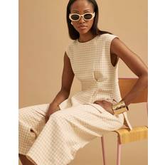 Shell-Top Med Gingham-Tern - Cremehvid