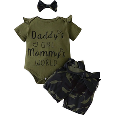 Shein Baby Girl Graphic Ruffle Trim Bodysuit - Camo Print