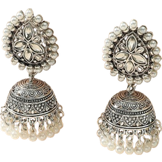 Shein Jhumka Drop Earrings - Silver/Pearls