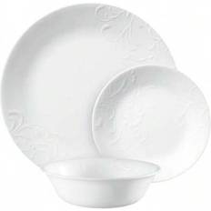 Shein Madeline Embossed 12 Piece White Dinnerware Dinner Set