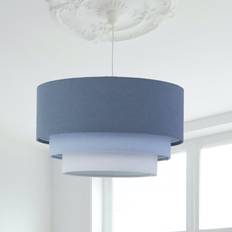 Linen Ceiling Flush Lights firstchoicelighting Gabi Blue Ombre Linen 3 Tier Shade Ceiling Flush Light