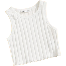 Shein Girls Lettuce Trim Rib-knit Tank Top