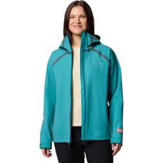 Turquoise - Women Rain Clothes Columbia Womens Reign No Shine Waterproof Jacket - Blue