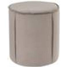 Beige Poufs Beliani Modern Round Footstool Accent Velvet Pouffe