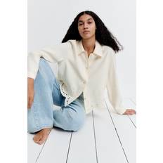 H&M Women Jackets H&M Linen Blend Shirt Jacket - White
