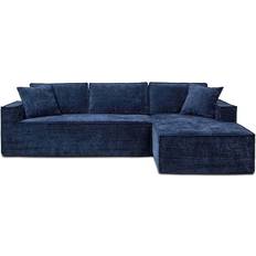 Jennifer Taylor Brenley 110.5 RAF in-a Box Sectional Twilight Navy Blue Chenille Sofa 110.5" 2pcs 4 Seater