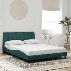 Rammesenge vidaXL Sengeramme Uden Madras Mørkegrøn 140x200 cm Fløjl Rammeseng