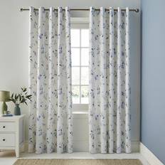 Dunelm Nola Floral Eyelet Curtains Blue 168x182cm