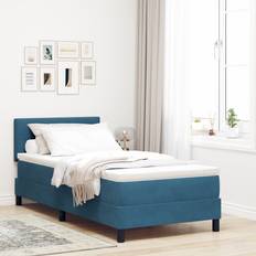 Camas Continentales vidaXL Con Somier Con Colchón Azul Oscuro 100x200 cm Terciopelo Cama Continental