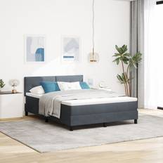 Camas Continentales vidaXL Box Spring Terciopelo Gris Oscuro 140x190 cm Cama Continental