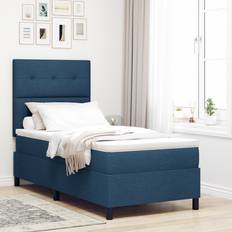 Camas Continentales vidaXL con Box Spring Azul 100x200 cm Tela Cama Continental