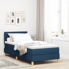 Camas Continentales vidaXL Con Somier Colchón Azul 100x200 cm Tela Cama Continental