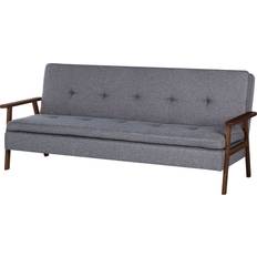 Beliani Modern Fabric Bed Dark Wood Armrests Grey Tjorn Sofa 3 Seater