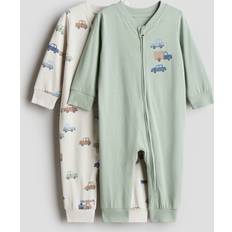 Night Garments H&M Patterned Cotton Pyjamas 2-pack - Green