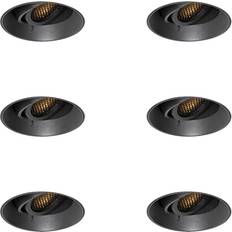 QAZQA Sort Spotlights QAZQA Sæt Med 6 Moderne Indbygningsspots Sort GU10 Rund Trimless Spotlight