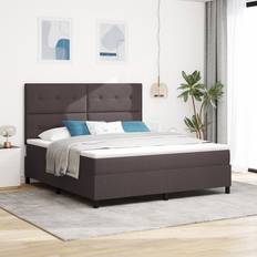 Camas Continentales vidaXL con Base de Resortes y Colchón Marrón Oscuro Cama Continental