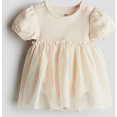 H&M Tulle-Skirt Bodysuit Dress - Beige