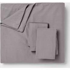 Threshold King Washed Cotton Sateen Duvet Cover Gray (274.3x238.8cm)