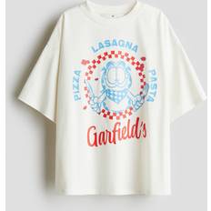 White Tops H&M Girls Printed Cotton T-shirt - White